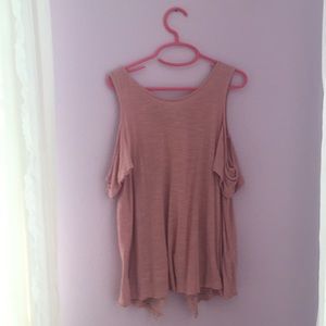 Pink cold shoulder top